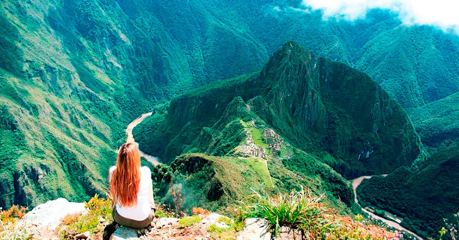 Beautiful view of Machu Picchu mountain and the surrounding vegetation