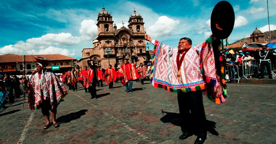 civic parade during the Cusco festivities