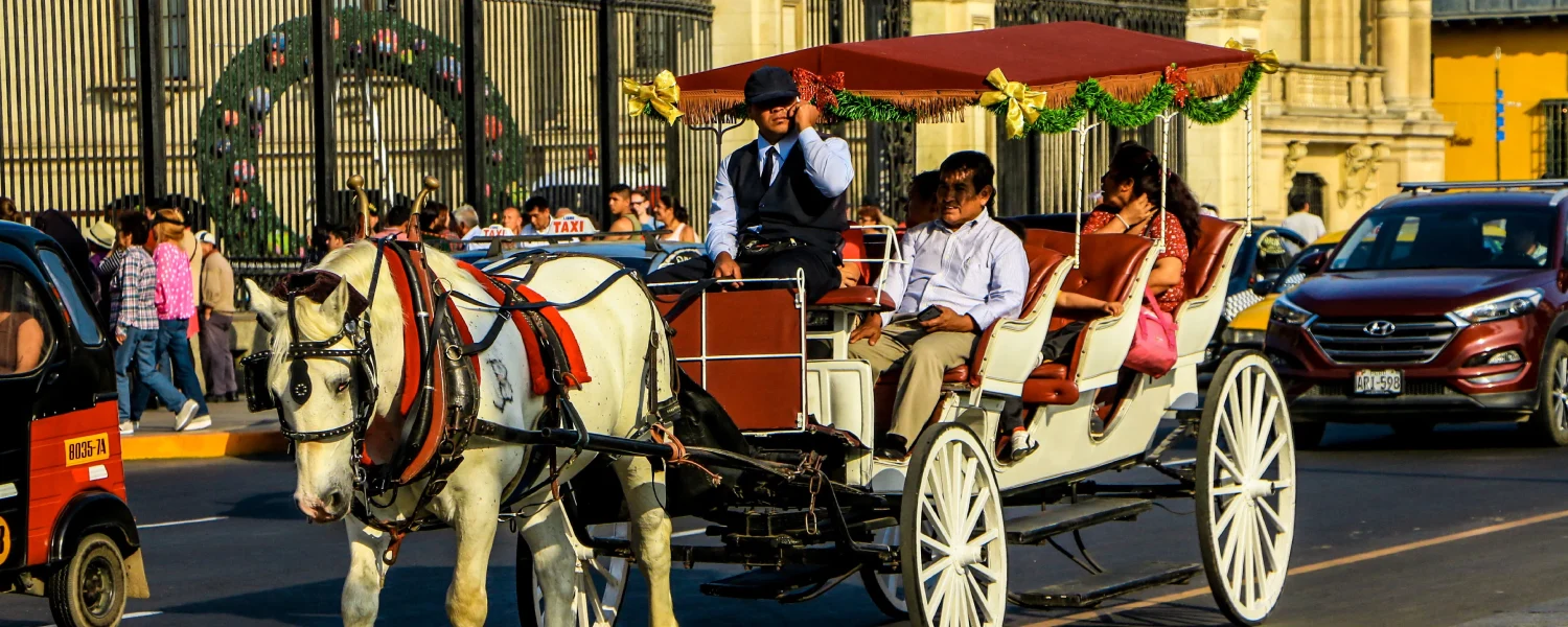 Horse carriage city tour in Lima.