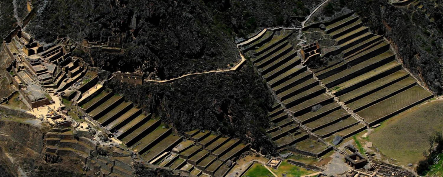 Ollantaytambo ruins and agricultural terraces.