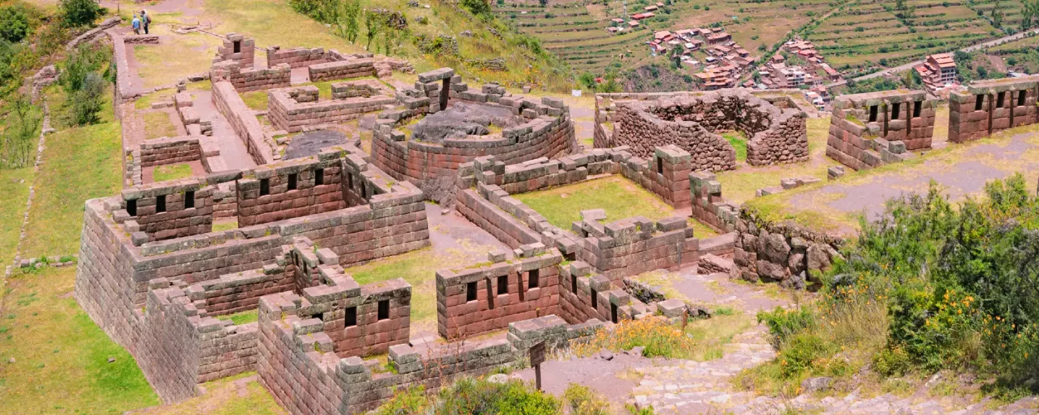 Pisac archaeological park with sweeping agricultural terraces.