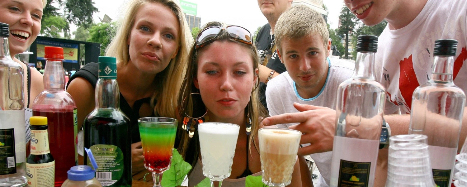 Traveler preparing a pisco sour in Peru