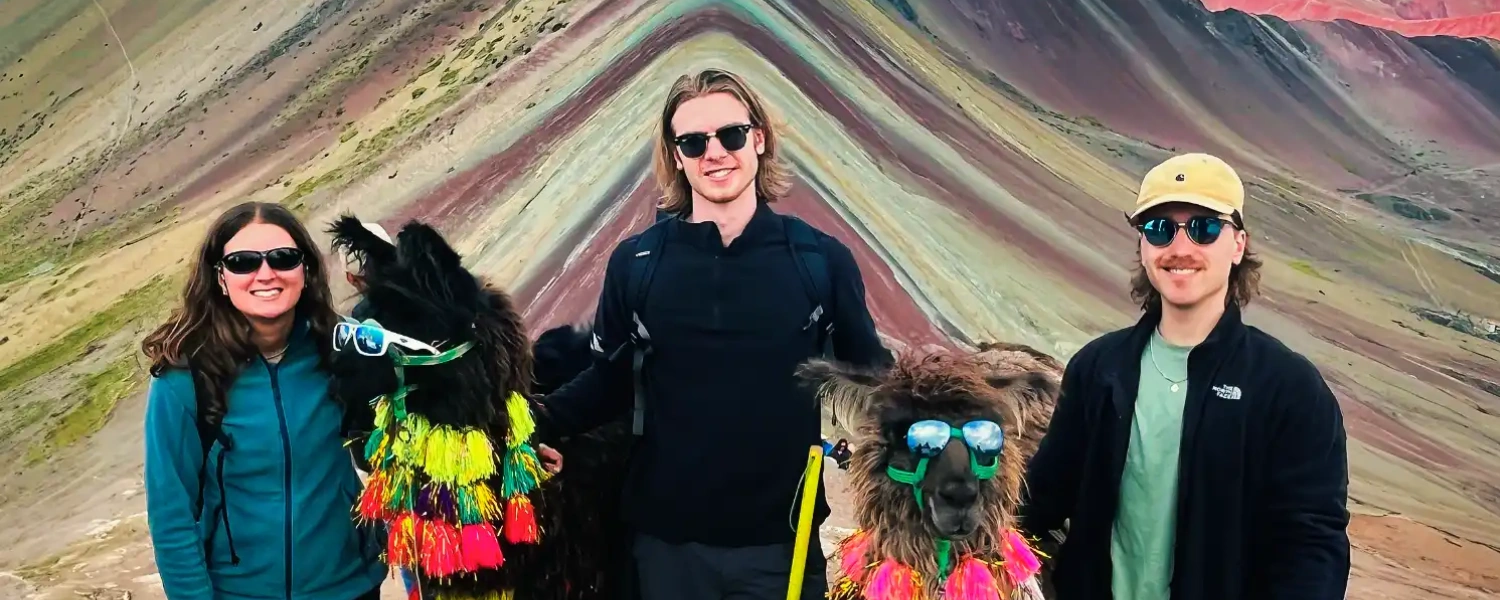travelers in Rainbow mountain of peru
