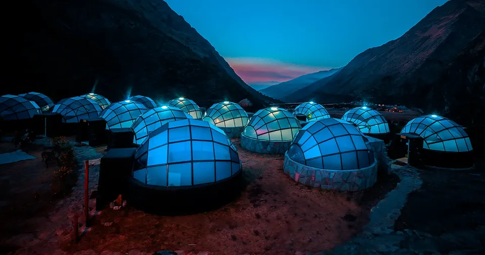 Sky Camp domes in the mountains along the Salkantay Trek in Peru Sky Camp domes in the mountains along the Salkantay Trek in Peru
