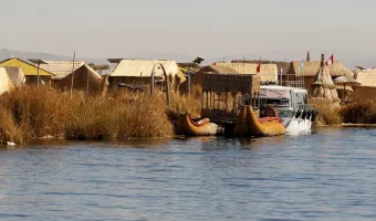 Totora reed islands on Lake Titicaca