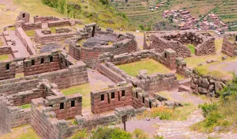 Pisac archaeological park with sweeping agricultural terraces.