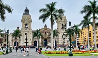 Plaza de Armas square in colonial Lima.