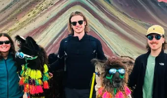 travelers in Rainbow mountain of peru