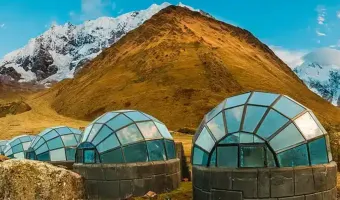 Domes in Soraypampa for the trek from Salkantay to Machu Picchu.