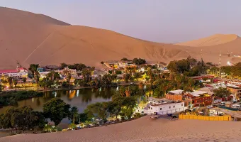 The huacachina oasis sunset