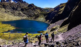 Travelers exploring remote Andean valleys during the Lares Valley Trek with Peru Grand Travel