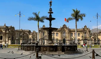 Plaza Mayor and Government Palace in the historic center of Lima, Peru
